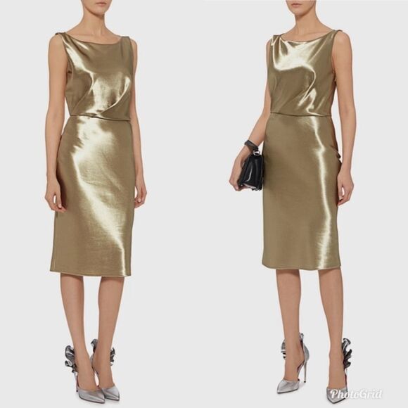 REVOLVE NILI LOTAN Anne Gold Metallic Midi Dress - Picture 1 of 10